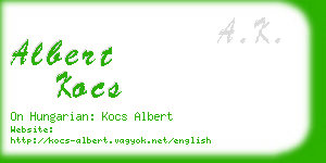 albert kocs business card